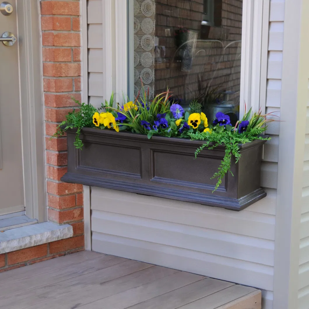 Black Polyethylene Planter Built in Water Reservoir Window Box